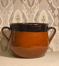 Pignatta in terracotta smaltata - vaso artigianale