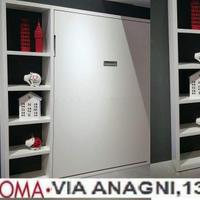 Letto a scomparsa matrimoniale melaminico bianco-L