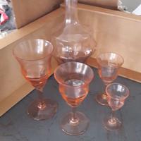 Servizio bicchieri vetro rosa anni '30