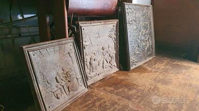 3 lastre decorate in ghisa per camino o bbq