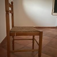 Sedia legno e rivestimento in corda