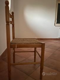 Sedia legno e rivestimento in corda
