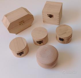 Scatolette in legno coperchio e chiusura 6 pz