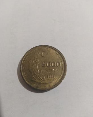 MONETA 5000 LIRE TURCHE