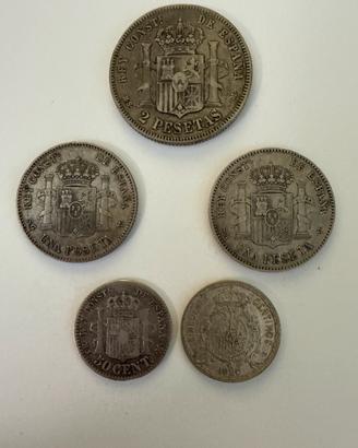 Spagna monete pesetas 2,1,50 cent. ag 835