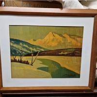 Artioli   "paesaggio montagne innevate " olio cart
