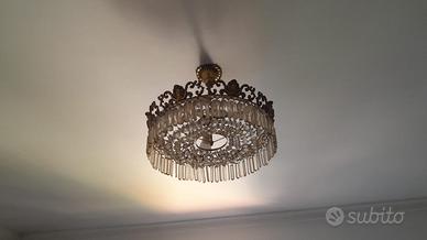 Lampadario ottone e cristallo