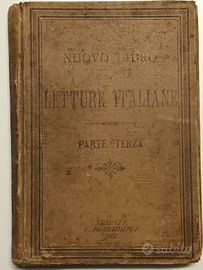 Antico libro scolastico "Letture italiane"