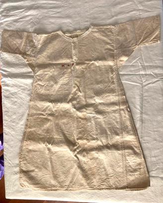camicia-sottoveste tela antica, canapa, con ricamo