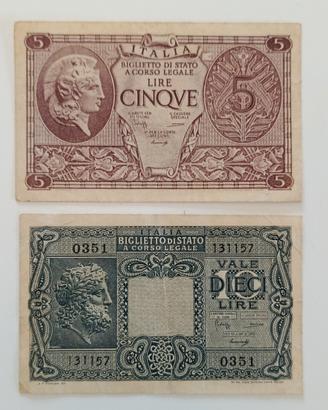 31# Banconote 5 e 10 Lire.
