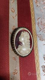 Antico Cammeo spilla In Osso E Cornice In Ottone F