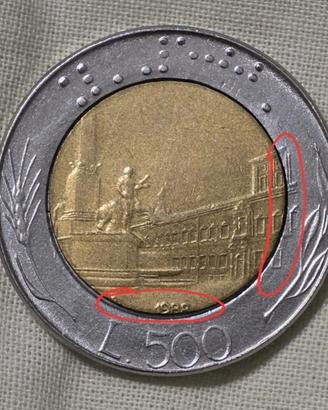moneta rara 500 lire con errore di conio 