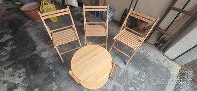 Set Tavolo + 3 Sedie Pieghevoli Legno