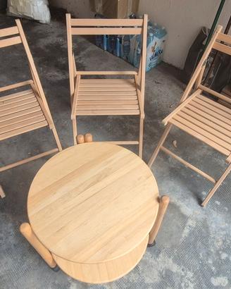 Set Tavolo + 3 Sedie Pieghevoli Legno