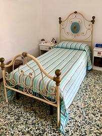 Letto+rete singolo (panna e bordeaux)