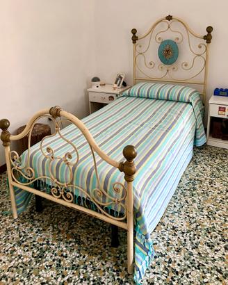Letto+rete singolo (panna e bordeaux)