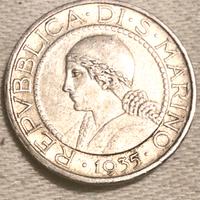 Repubblica di S.Marino -5 Lire 1935- Argento - BB