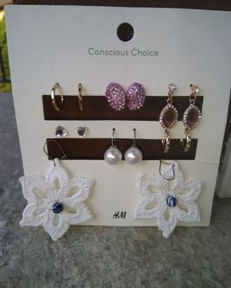 Set 6 Paia Orecchini H&M Nuovi+ a uncinetto fiore