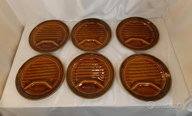 Set di sei piatti per asparagi Sarreguemines color