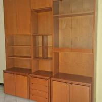 Libreria / mobile con ante in legno e vetro