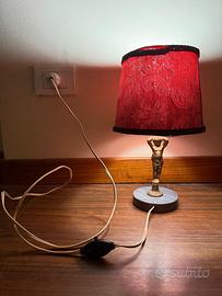 Lampada Tavolo Vintage Abat Jour Bronzo Marmo 