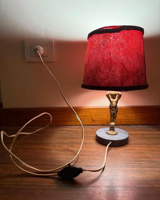 Lampada Tavolo Vintage Abat Jour Bronzo Marmo 