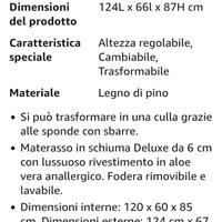 Lettino / culla altezza regolabile 