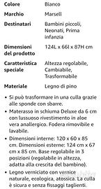Lettino / culla altezza regolabile 