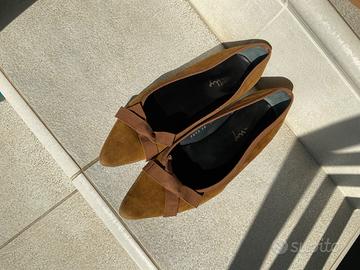 Ballerina pelle scamosciata cognac