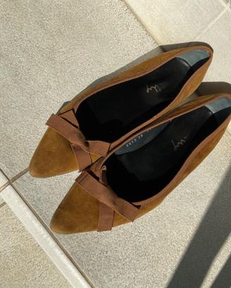 Ballerina pelle scamosciata cognac