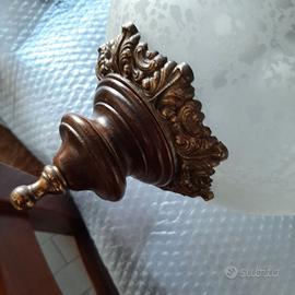 Lampadario a sospensione,  in legno e vetro