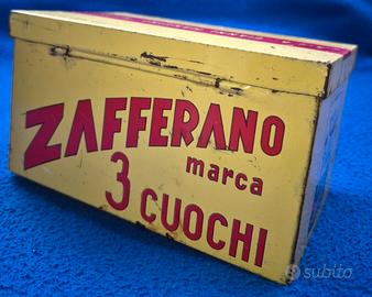 Scatola Latta Vintage Zafferano 3 Cuochi - Anni 50