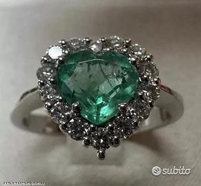 ANELLO ORO 18kt. DIAMANTI E SMERALDO COLOMBIANO