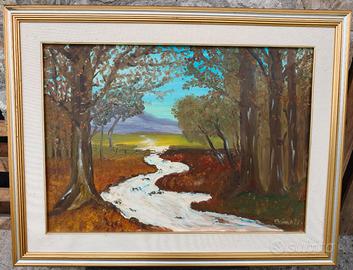 Quadro con paesaggio boschivo