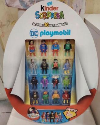 Espositore kinder con personaggi dc playmobil