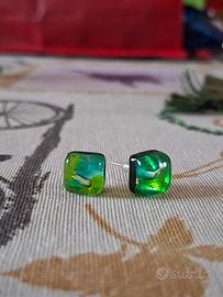 orecchini vetro murano verdi