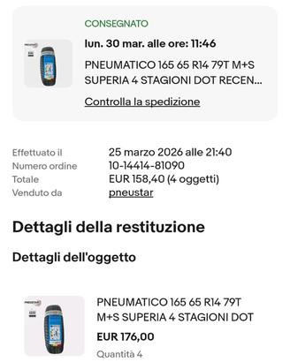 Gomme nuove 165 65 R14 79T 4 stagioni
