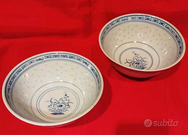 Coppia di ciotole in porcellana grana di riso
