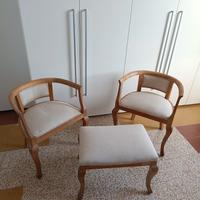 set 2 poltroncine con poggiapiedi
