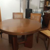 Tavolo rotondo apribile + 4 sedie in midollino