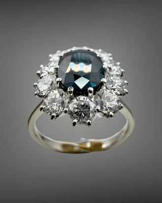 anello oro bianco 18 kt zaffiro
