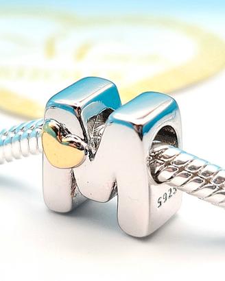 Charm argento 925 lettera M cuoricino oro cuore 