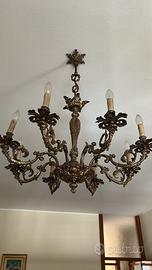 Lampadario in ottone 8 luci-vintage