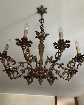 Lampadario in ottone 8 luci-vintage