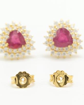 orecchini oro 14 carati diamanti e rubino 