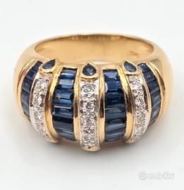 ANELLO ORO ZAFFIRI DIAMANTI