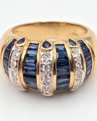 ANELLO ORO ZAFFIRI DIAMANTI