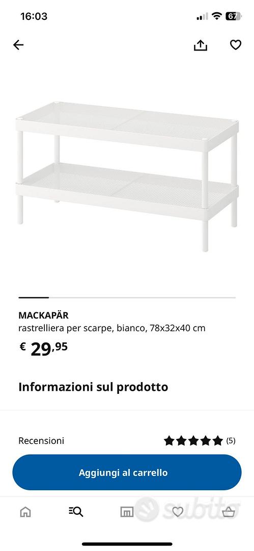 MACKAPÄR rastrelliera per scarpe, bianco, 78x32x40 cm - IKEA Italia