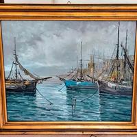 Quadro con Barche dipinto a mano, colori a olio.