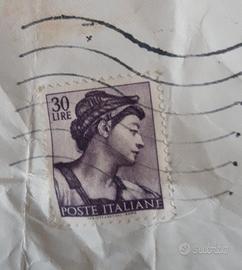 FRANCOBOLLO 30 LIRE 1961 MICHELANGIOLESCA POSTE IT